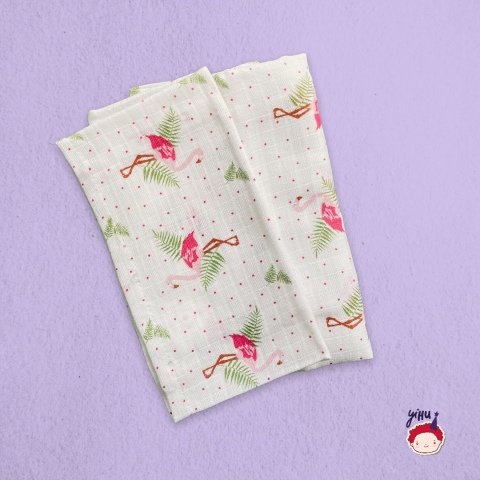 Pembe Yeşil Flamingo Müslin Bez Battaniye Örtüsü