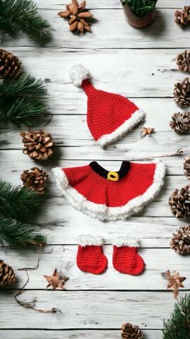 Santa Clause Kız Bebek Noel Hediye Kutusu
