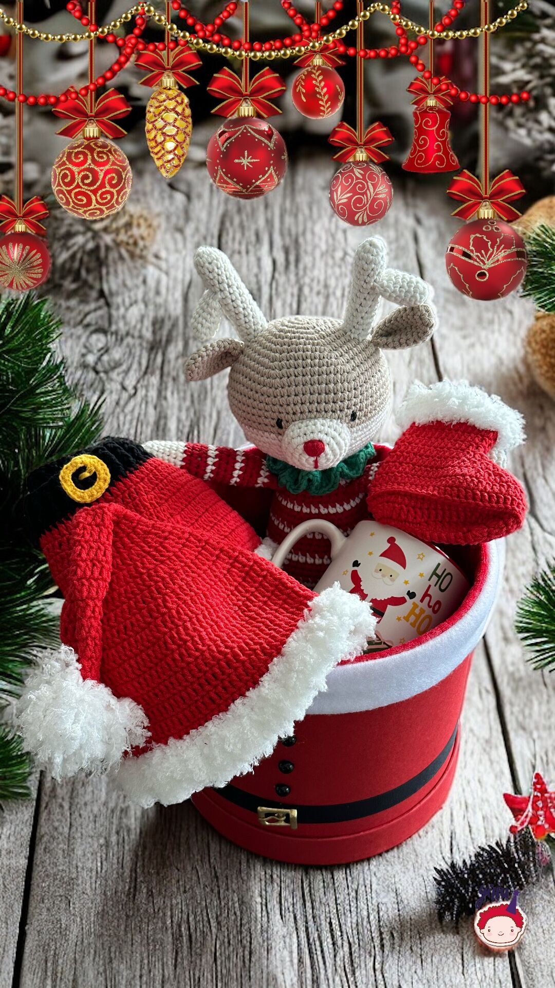 Santa Clause Kız Bebek Noel Hediye Kutusu